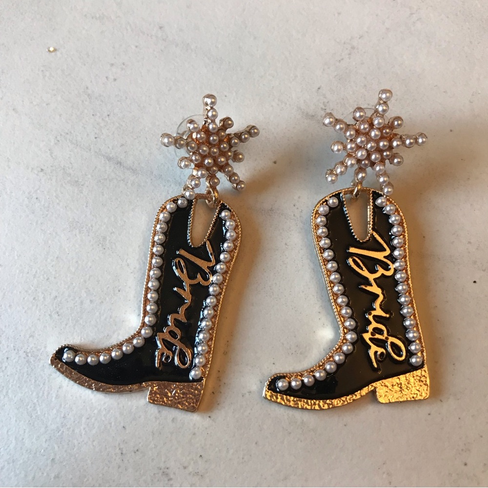 Bride Cowboy Boot Earrings - Picture 6 of 6